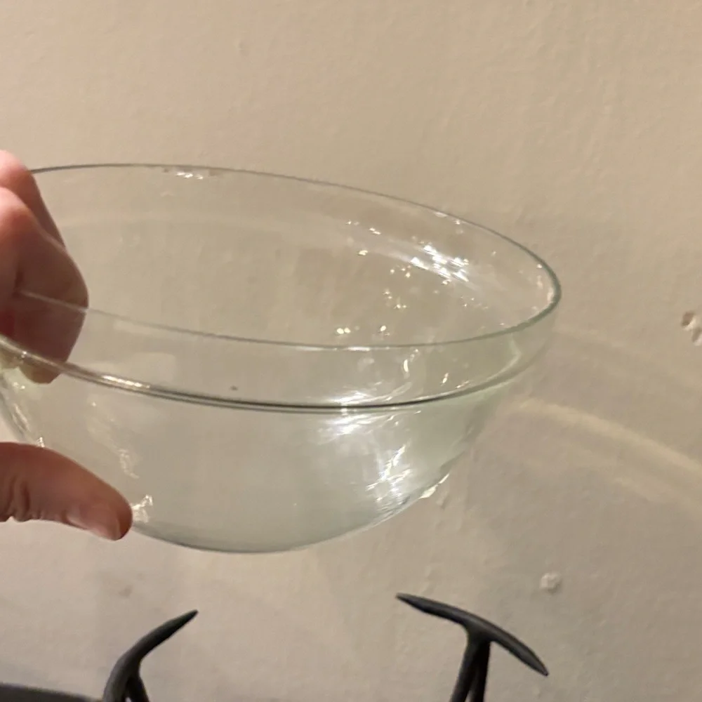Glass Serving Bowl with Black Metal Stand - Clear/Black